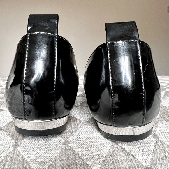 Baldinini Trend Black Patent Leather Jeweled Flats w/ Peep Toe Women EU 35 US 5 - Picture 11 of 15